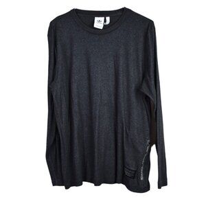 Adidas Sweater L Mens Gray Pullover Long Sleeve Brand with 3 Stripes Zipper